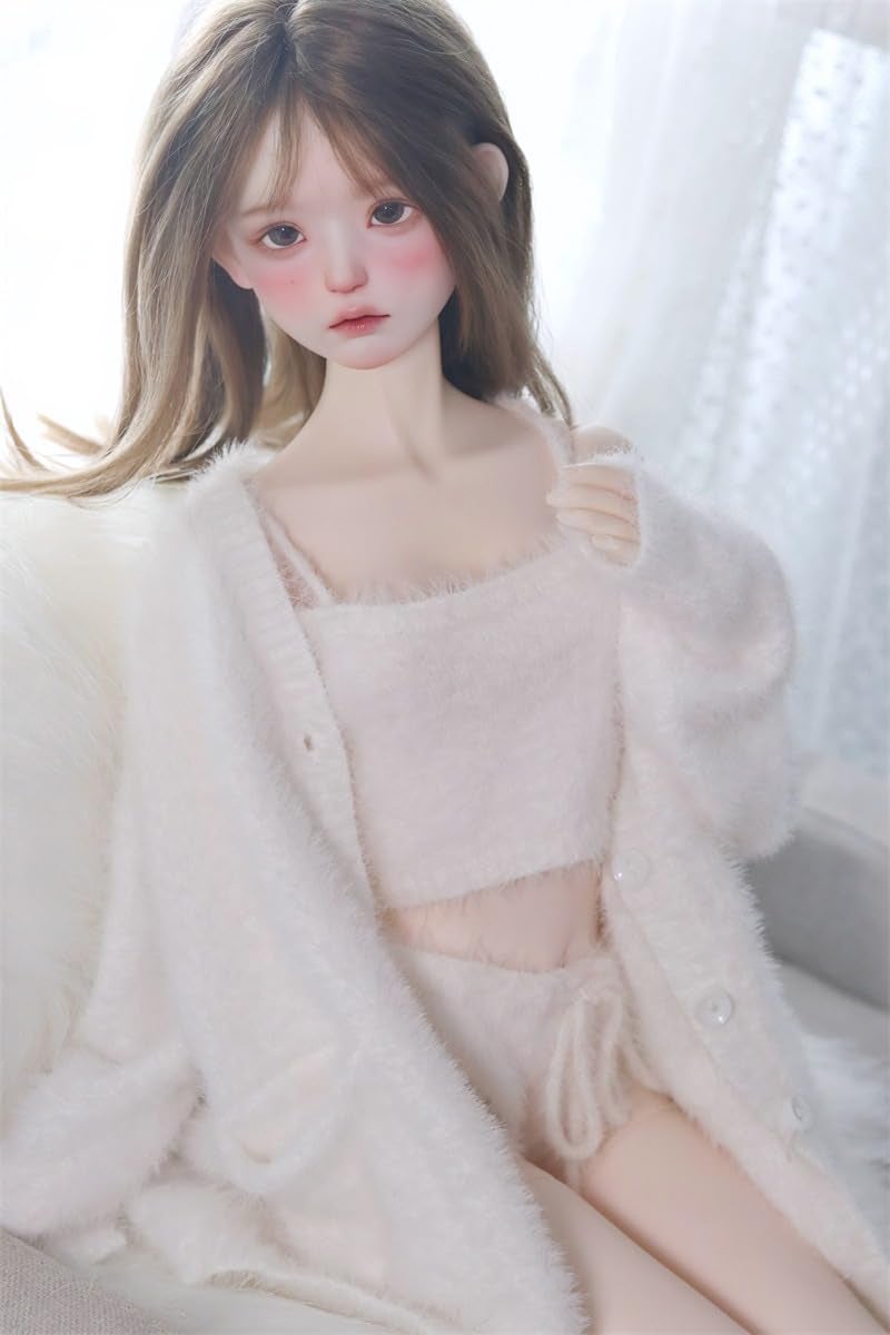 Oueneifs Doll Clothes Set for BJD, Resin Toy Doll Accessories Cardigan+ Vest+ Pants (White, for 1/3 BJD Doll) - Image 3